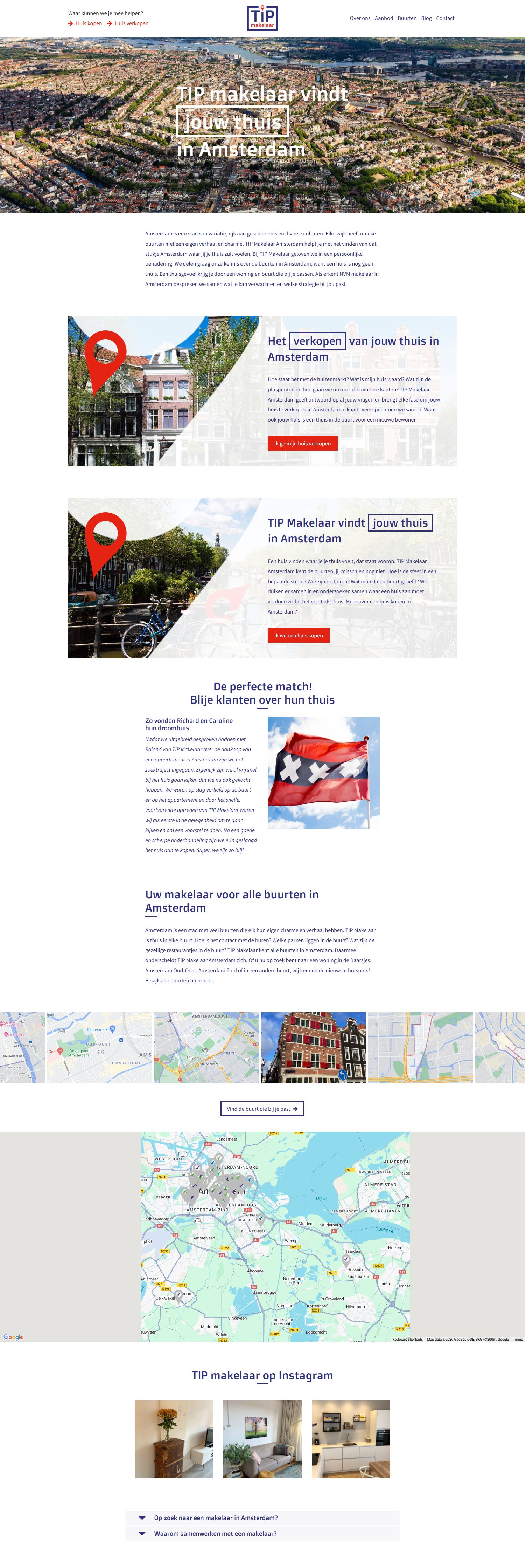 Screenshot of the website of www.tip.amsterdam