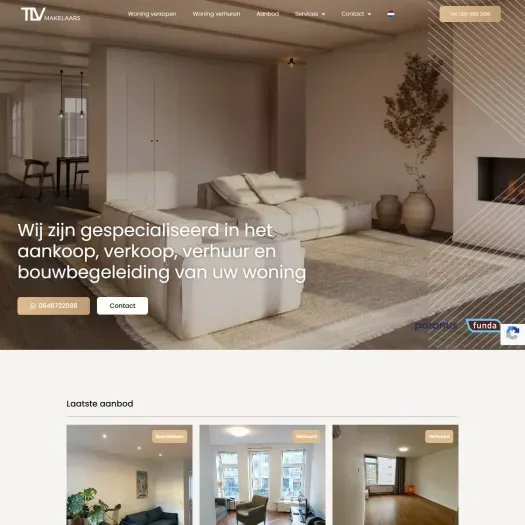 Screenshot van de website van www.tlvmakelaars.nl