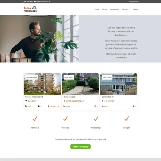 Screenshot der Website von todaymakelaars.nl