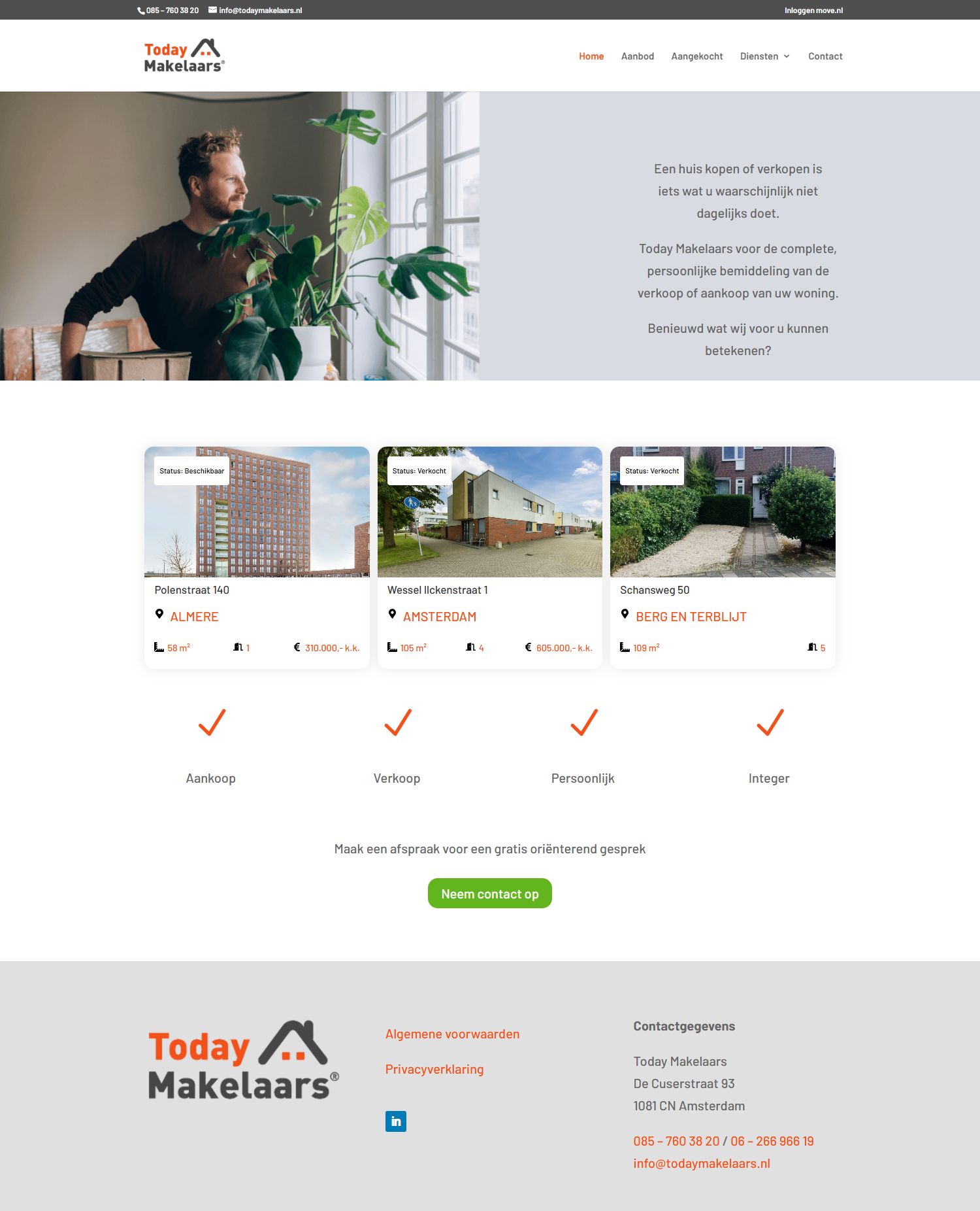 Screenshot der Website von todaymakelaars.nl