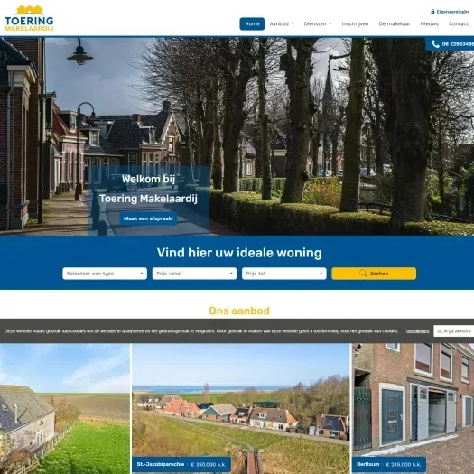 Screenshot der Website von www.toeringmakelaardij.nl