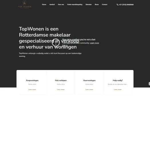Screenshot der Website von www.top-wonen.nl