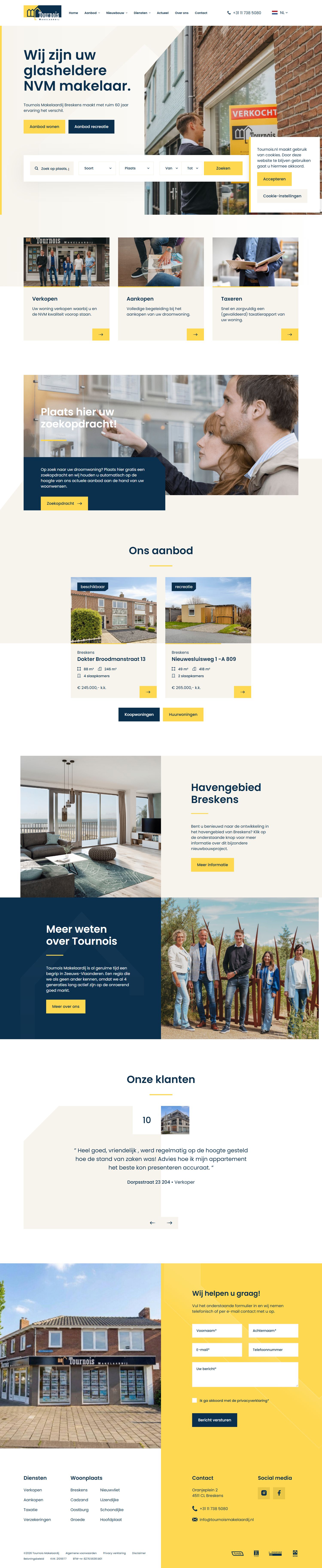 Screenshot der Website von www.tournoismakelaardij.nl
