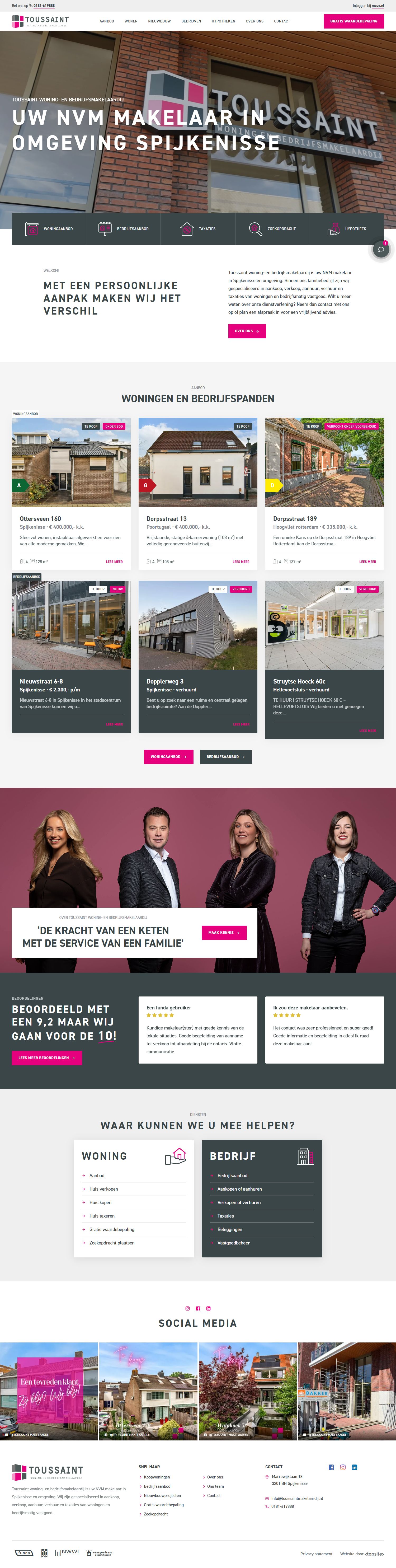 Screenshot der Website von www.toussaintmakelaardij.nl