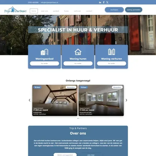 Screenshot van de website van www.trijsenpartners.nl