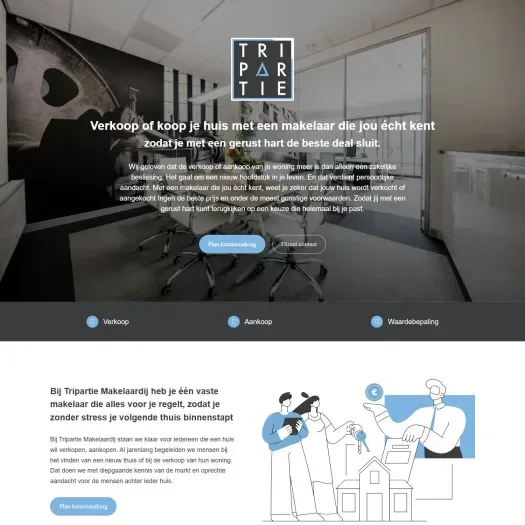 Screenshot van de website van www.tripartie.nl