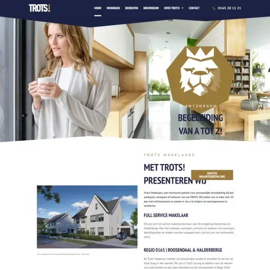 Screenshot of the website of www.trots-makelaars.nl
