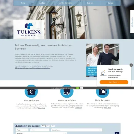 Screenshot der Website von www.tulkensmakelaardij.nl