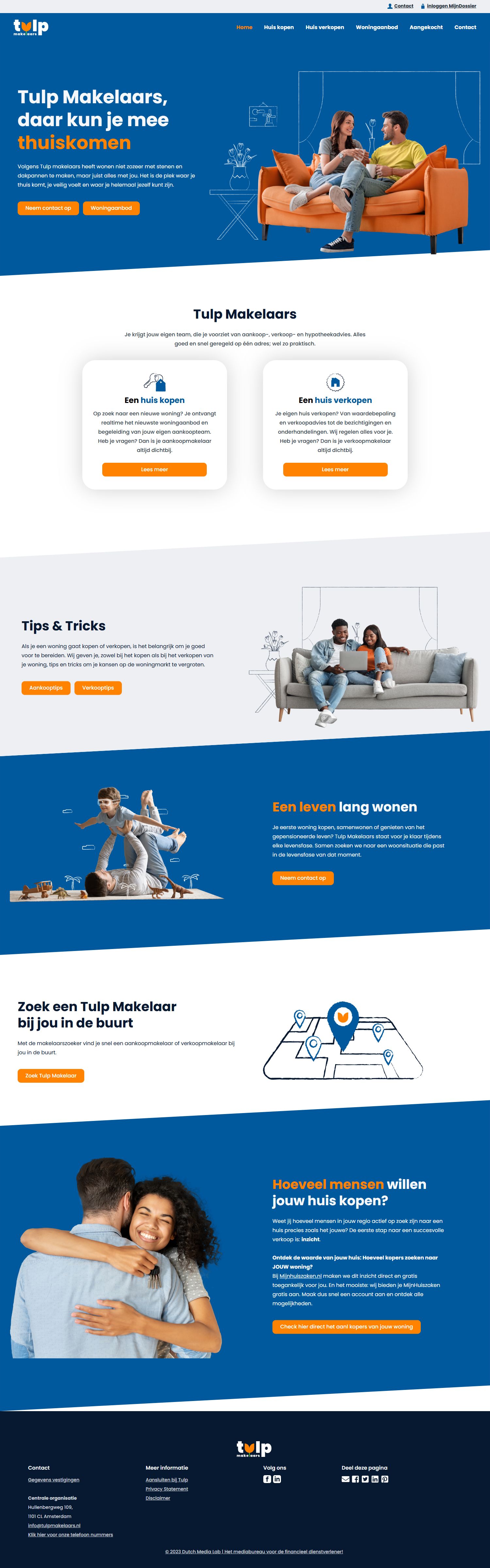 Screenshot van de website van www.tulpmakelaars.nl