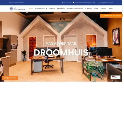 Screenshot of the website of www.thuisinwonen.nl