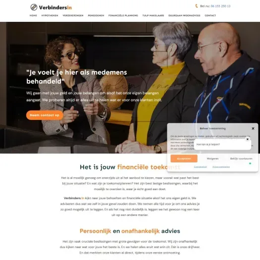 Screenshot van de website van www.verbindersin.nl
