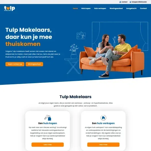 Screenshot van de website van www.tulpmakelaars.nl