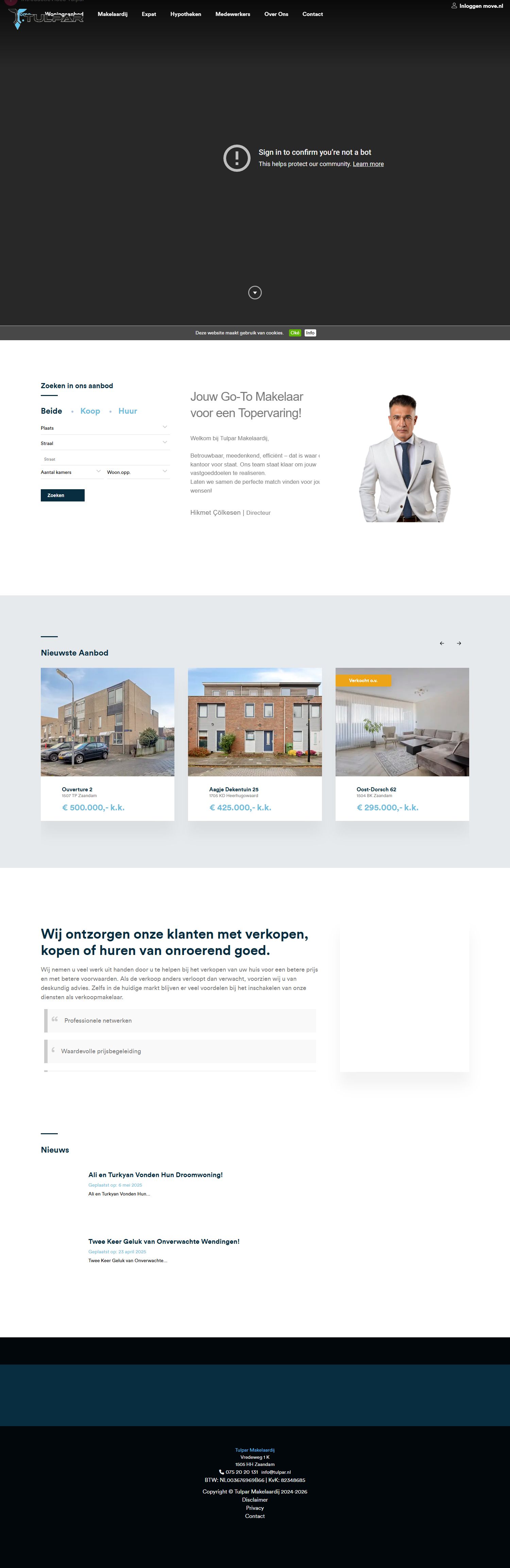 Screenshot of the website of www.tulpar.nl