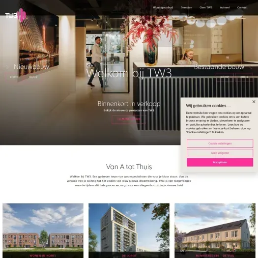 Screenshot van de website van www.tw3.nl