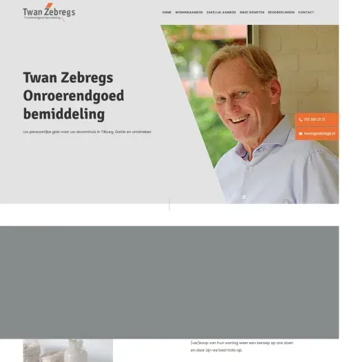 Screenshot van de website van www.zebregs.nl