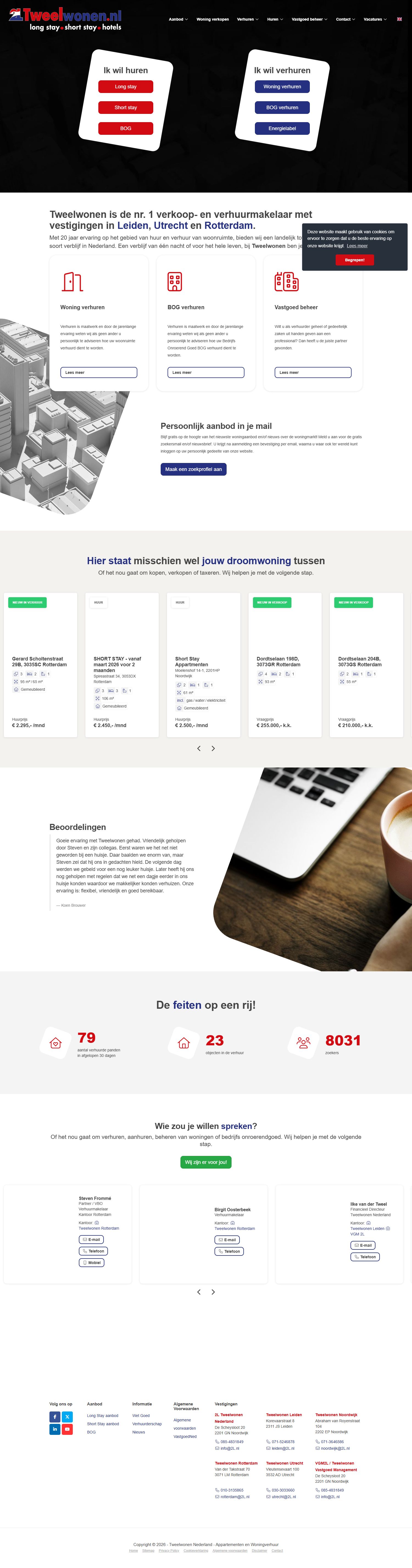 Screenshot of the website of www.tweelwonen.nl