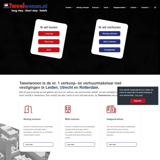 Capture d'écran du site web de www.tweelwonen.nl
