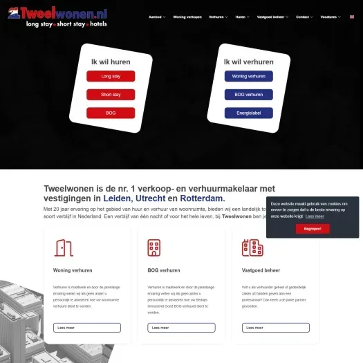 Screenshot van de website van www.tweelwonen.nl