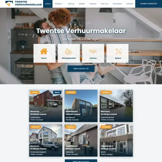 Screenshot van de website van twentseverhuurmakelaar.nl