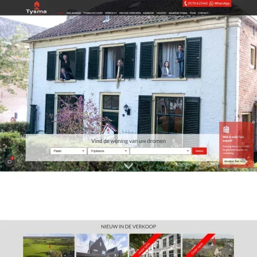 Screenshot of the website of www.tysma.nl