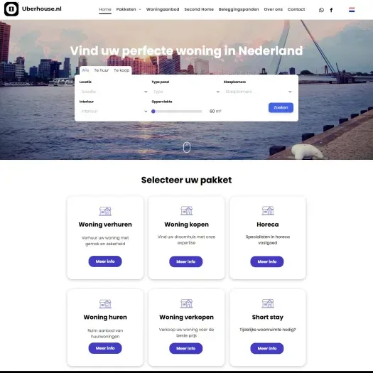 Screenshot van de website van www.uberhouse.nl