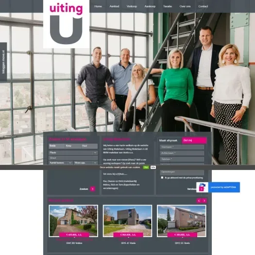 Screenshot of the website of www.uitingmakelaars.nl