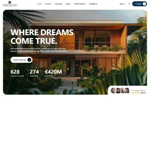 Screenshot van de website van www.ukonestate.com