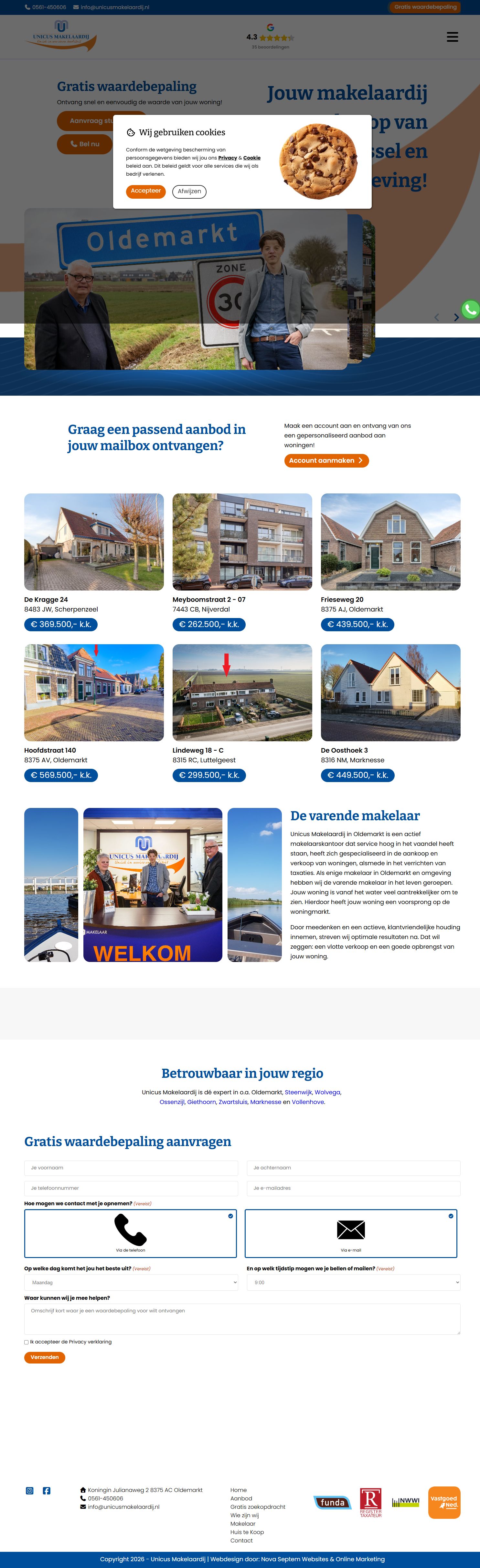 Screenshot der Website von www.unicusmakelaardij.nl