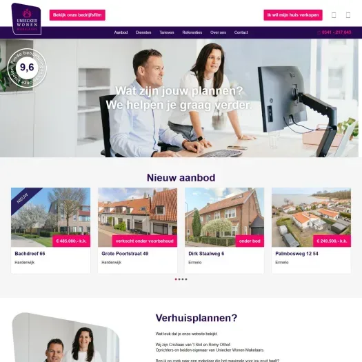 Screenshot der Website von www.unieckerwonenmakelaars.nl