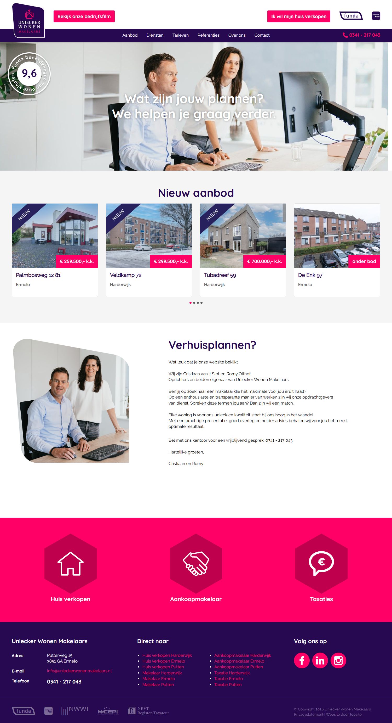 Screenshot der Website von www.unieckerwonenmakelaars.nl