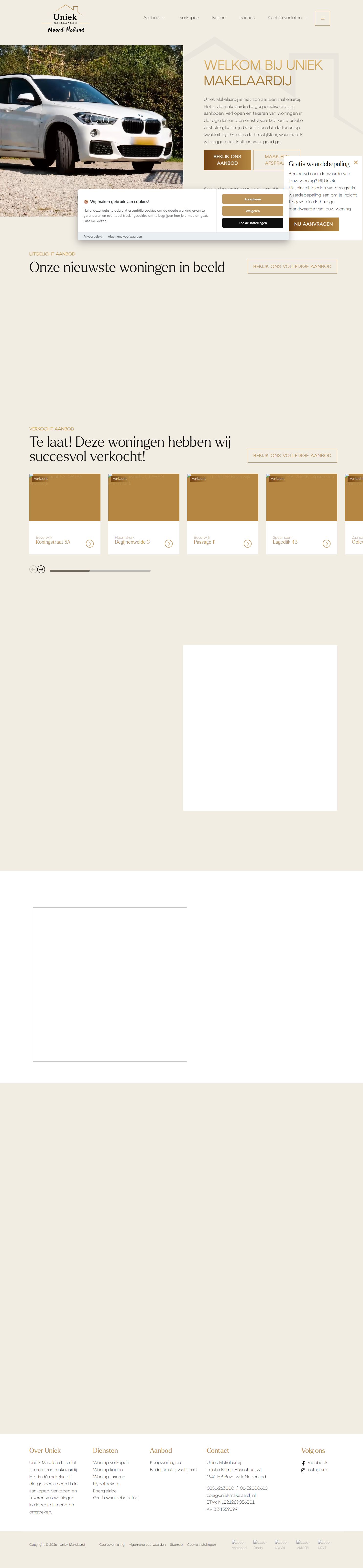 Screenshot der Website von www.uniekmakelaardij.nl