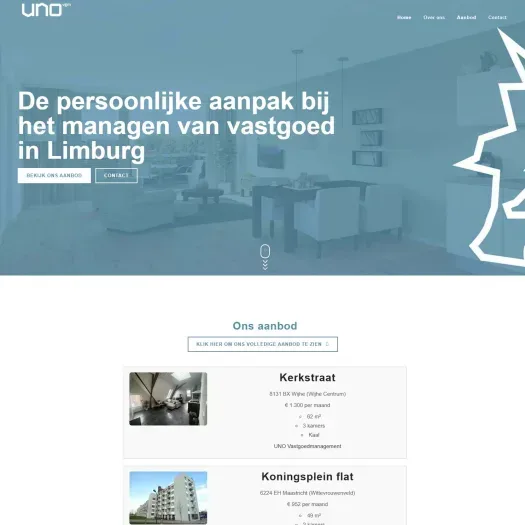 Screenshot van de website van unovgm.nl