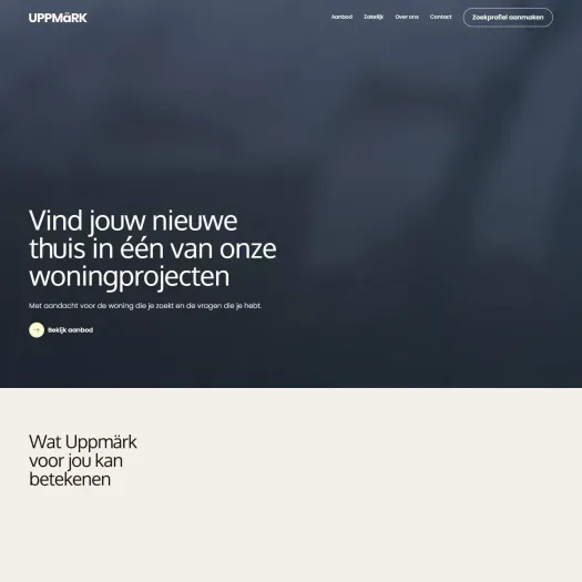 Screenshot of the website of www.uppmark.nl