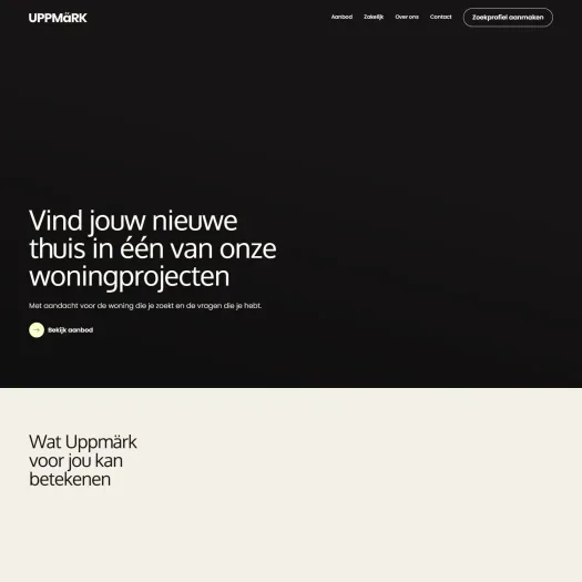 Screenshot of the website of uppmark.nl