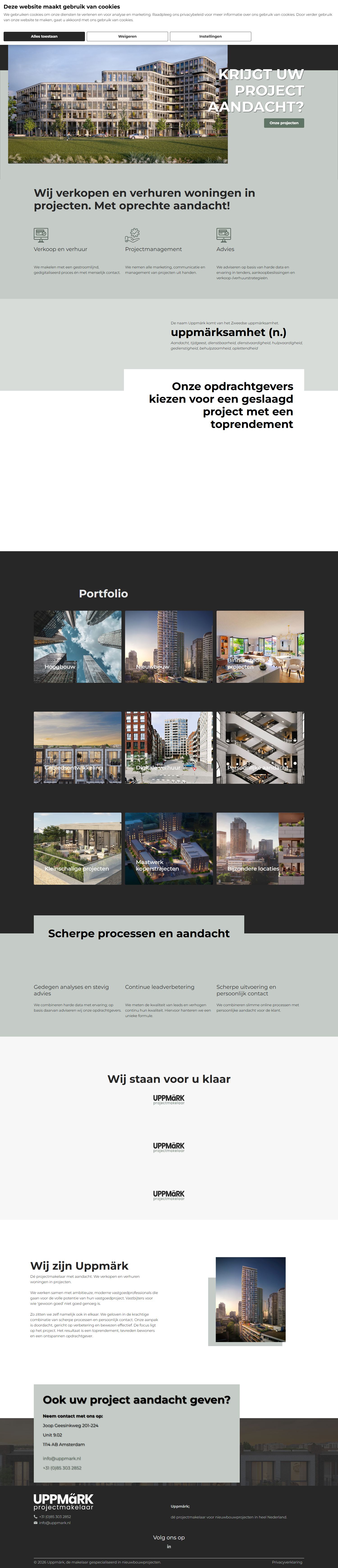 Screenshot van de website van www.uppmark.nl