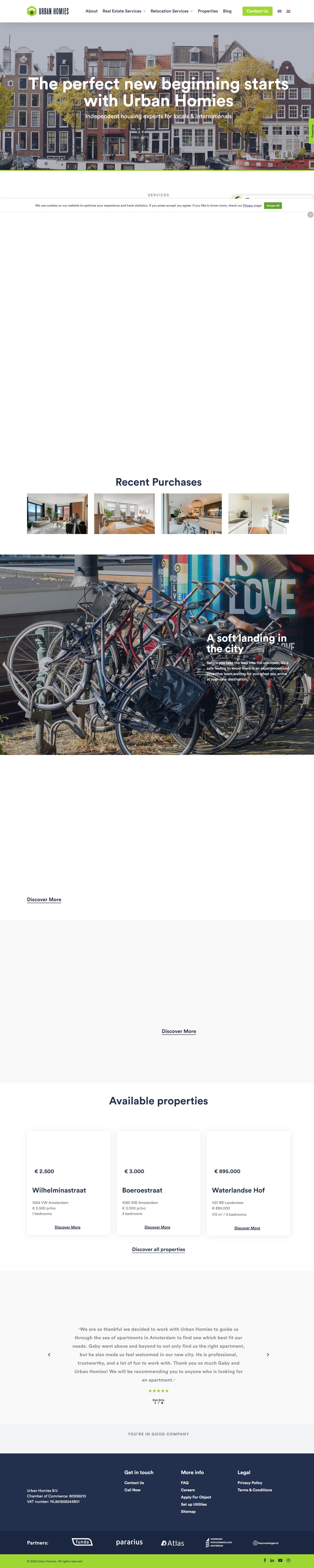 Screenshot der Website von www.urbanhomies.com