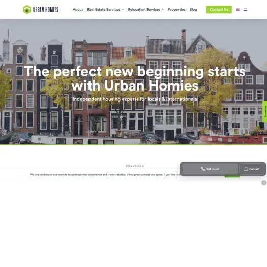 Screenshot van de website van www.urbanhomies.com