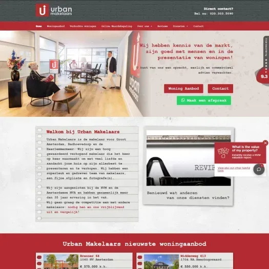 Screenshot of the website of www.urbanmakelaars.nl