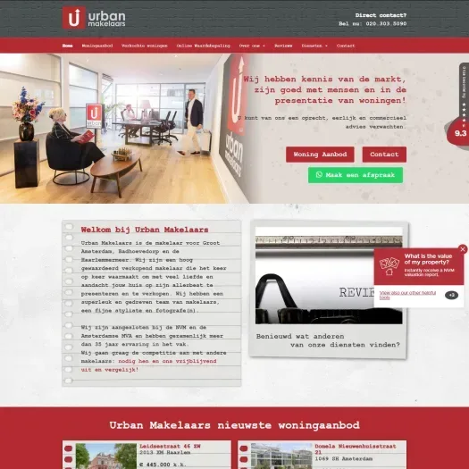Screenshot der Website von www.urbanmakelaars.nl