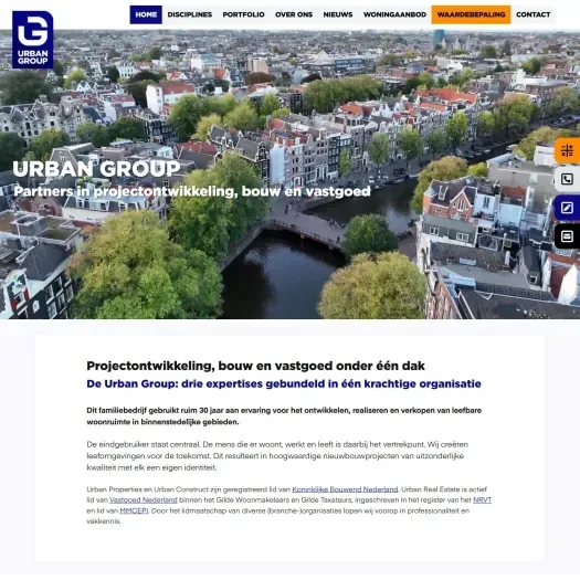 Screenshot van de website van www.urban-realestate.nl