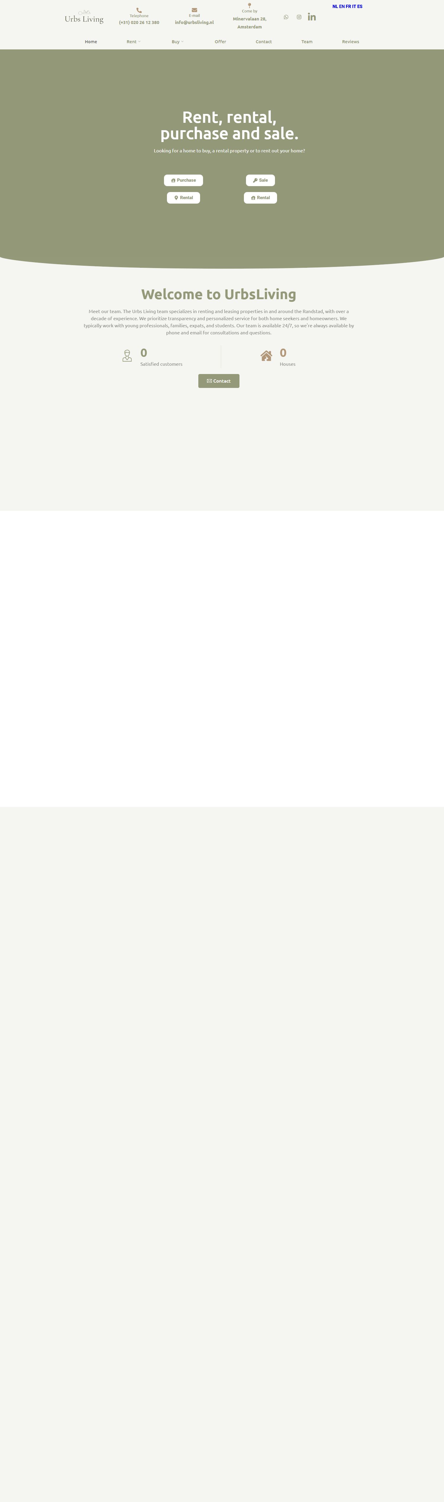Screenshot van de website van www.urbsliving.nl