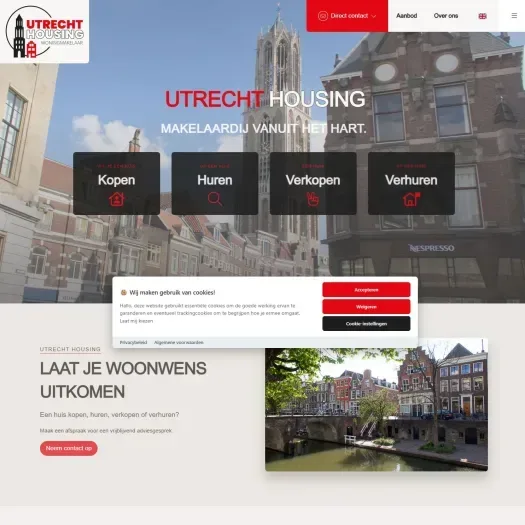 Screenshot van de website van www.utrechthousing.nl