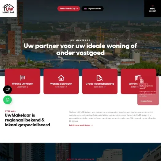 Screenshot van de website van www.uwmakelaar.com