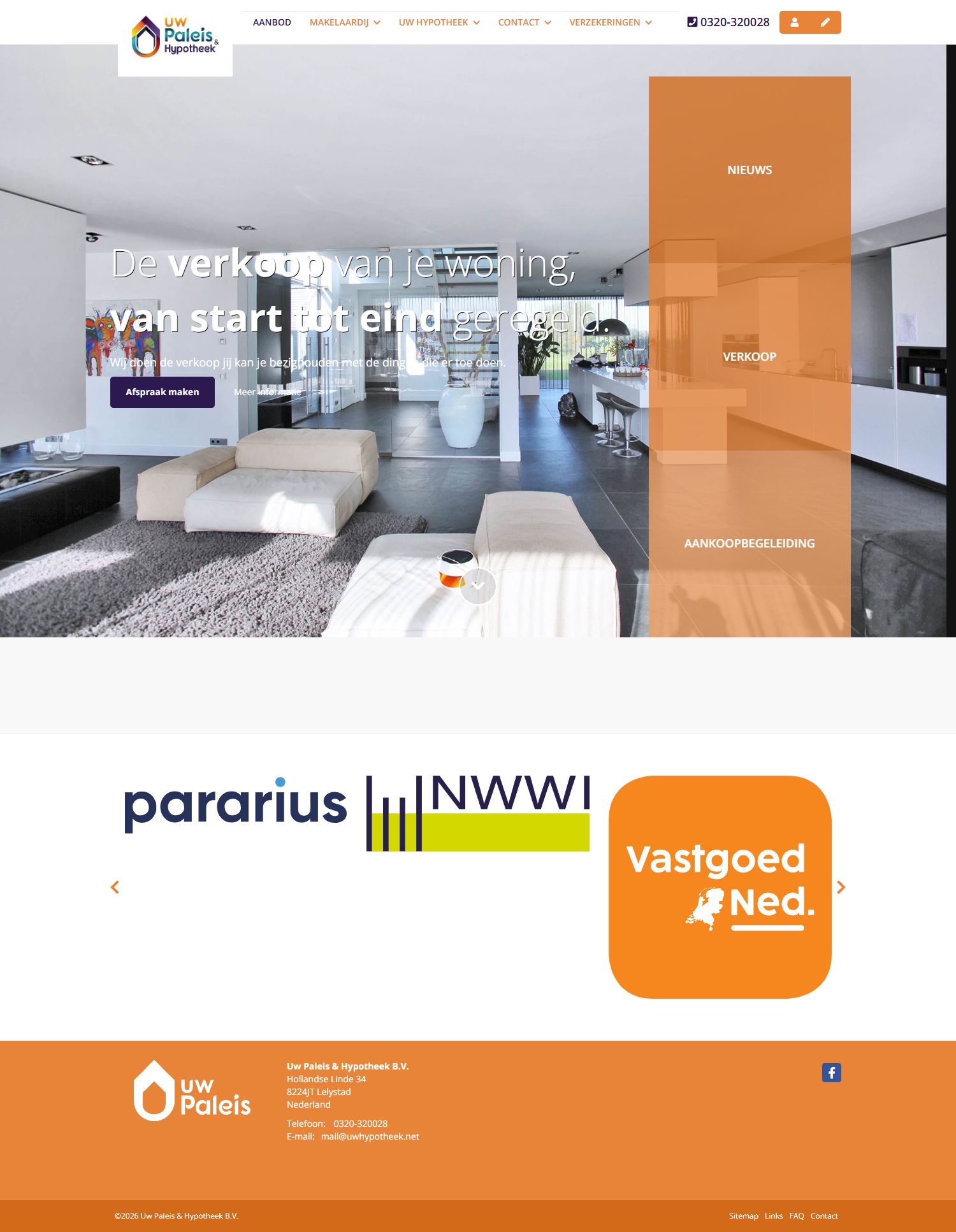 Screenshot van de website van www.uwpaleis.nl