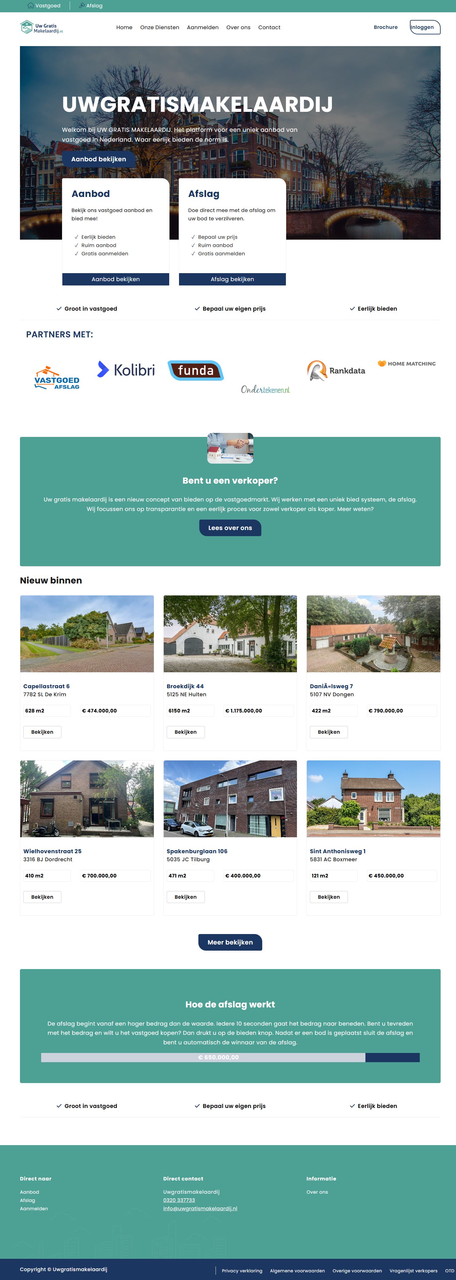 Screenshot der Website von uwgratismakelaardij.nl