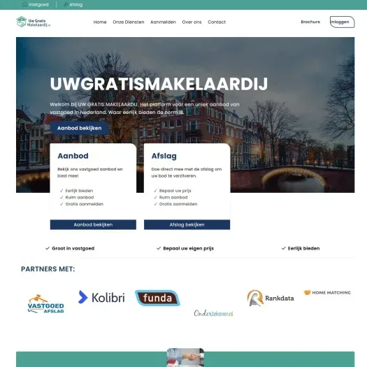 Screenshot of the website of uwgratismakelaardij.nl