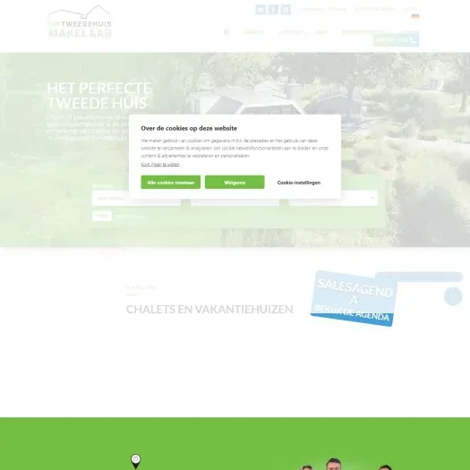Screenshot van de website van uwtweedehuismakelaar.nl