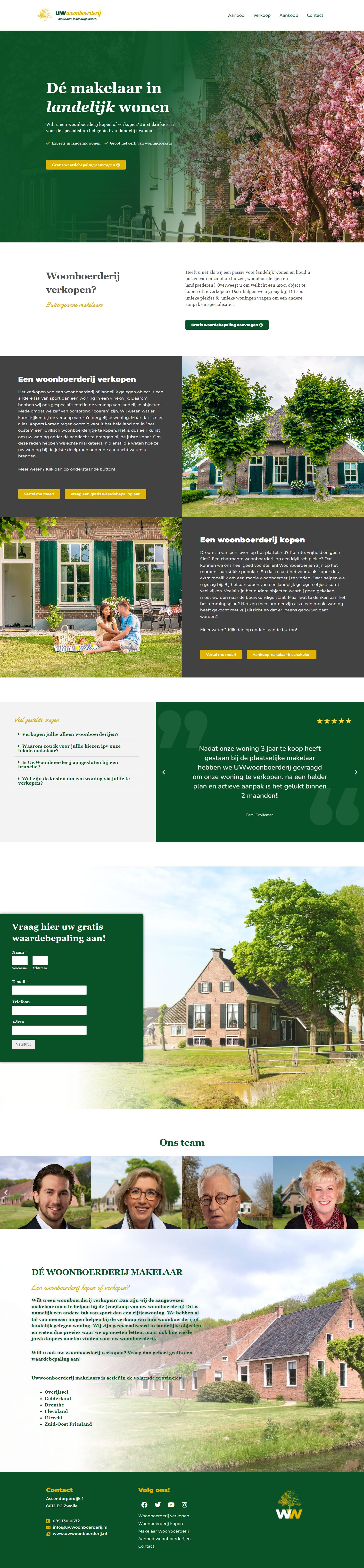 Screenshot der Website von www.uwwoonboerderij.nl