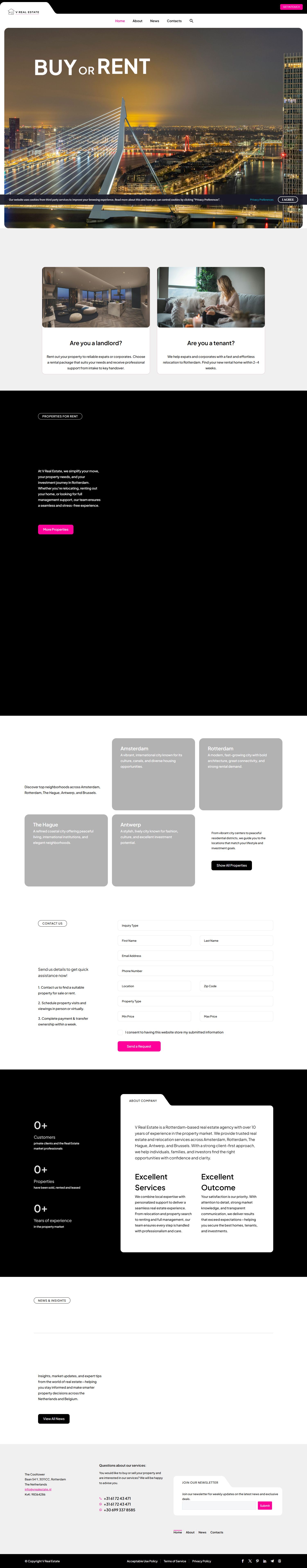 Screenshot van de website van vrealestate.nl