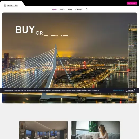 Screenshot der Website von vrealestate.nl